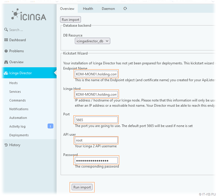 Icinga Web 2 - Connecting Icinga Director to Icinga API
