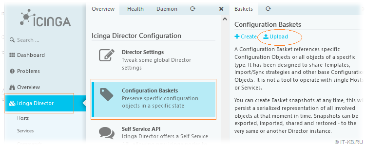 Icinga Director - Uploading a JSON file to a new Configuration Basket