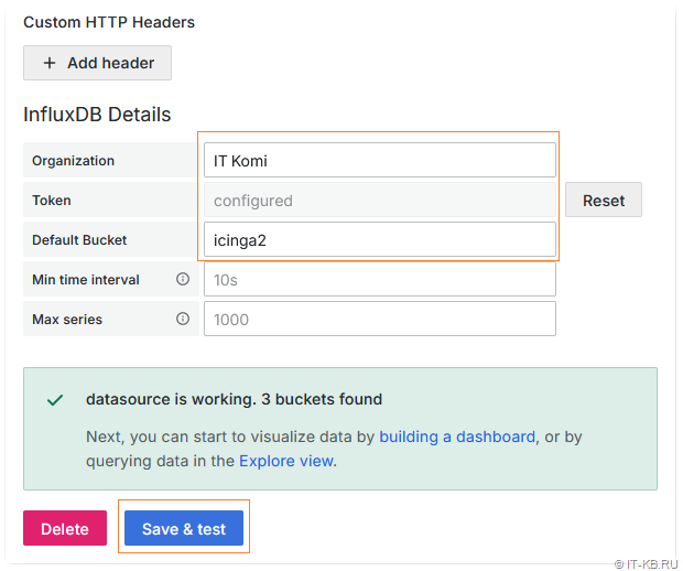 Connecting the InfluxDB Bucket in Grafana