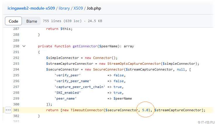 static response timeout value when scanning the network in the Job.php script