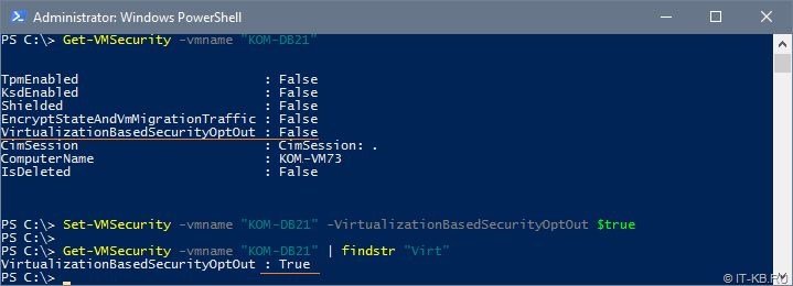 Enabling VirtualizationBasedSecurityOptOut in Hyper-V Virtual Machine Properties