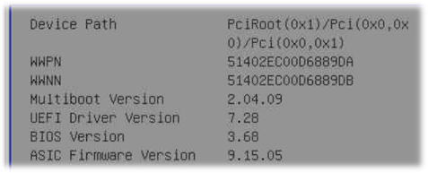 How to view the QLogic HBA firmware version on a YADRO Vegman R120 G1 server in the AMI BIOS interface