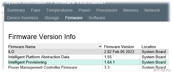 Checking the Intelligent Provisioning firmware version in the HPE iLO 4 web interface