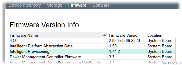 Checking the Intelligent Provisioning firmware version in the HPE iLO 4 web interface