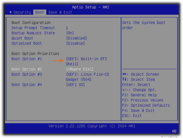 Enabling UEFI boot: Built-in EFI Shell on the YADRO Vegman R120 server