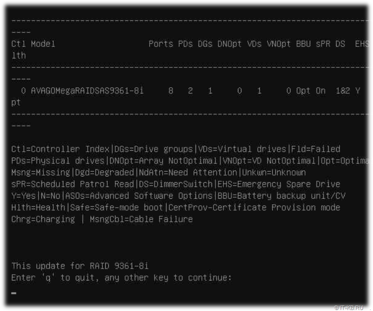 Updating the LSI 9361-8i RAID controller in the UEFI Shell