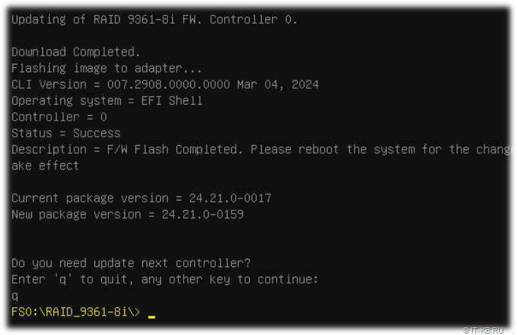 Updating the LSI 9361-8i RAID controller in the UEFI Shell
